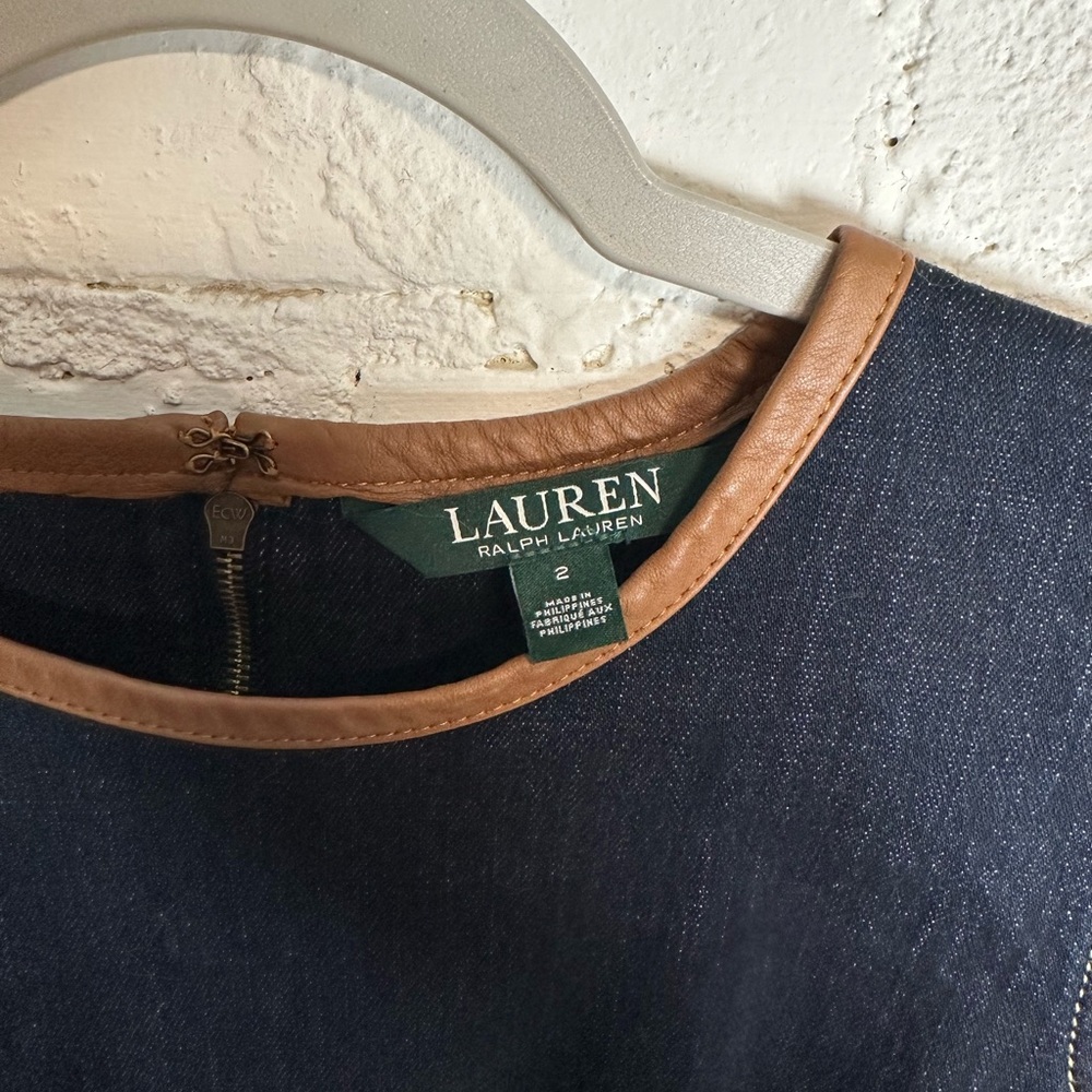 Ralph Lauren RL Denim Western Rodeo Classic Mini Dianva Leather Trim Sheath 2
